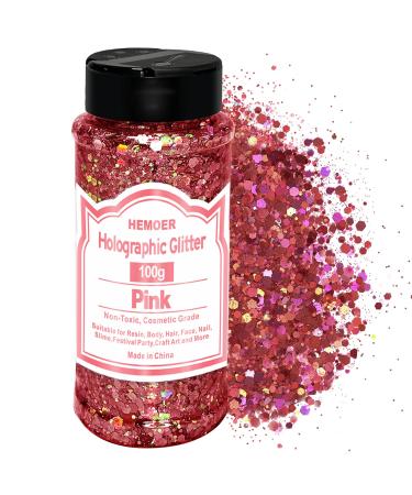 Hemoer pink 100g holographic horny sequins holographic glitter for face glitter for resin nail body handicrafts festival art