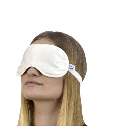 Jasmine Silk 100% Pure Silk Filled Eye Mask / Sleeping Mask Sleep Mask with Ajustable Comfortable Strap (Ivory)