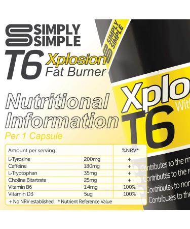 Simply Simple T6 Xplosion Vegetarian Weight Management Supplements | Boosts Metabolism & Energy | Vitamin B, D & Caffeine | 90 Count | Made in UK - Buy Online on GoSupps.com