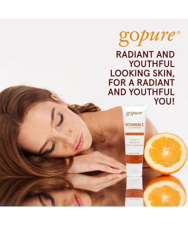 goPure Vitamin C Facial Cleanser - Acne Face Wash for All Skin Types - Visibly Brightens and Smooths Skin - Gentle Cleanser for Youthful Appearance - 4.3 oz - Buy Online on GoSupps.com