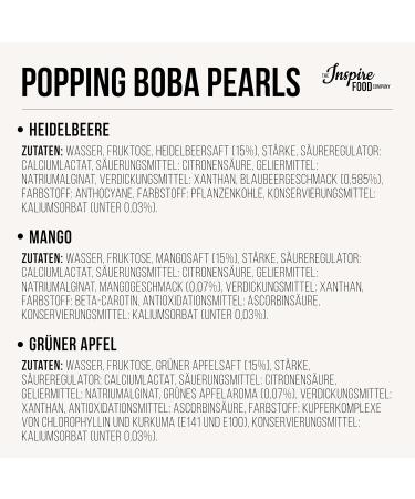 Inspire Food Bubble Tea Pearl Set - 3-Pack Popping Boba | Vegan & Gluten-Free Tapioka Pearls - Blueberry Peach Green Apple | 450g Each - Buy Online on GoSupps.com