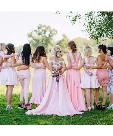 10-Piece Dark Pink and White Bridal Hair Scrunchies Set - Satin Bridesmaid Hair Ties for Wedding Accessories - Buy Online on GoSupps.com