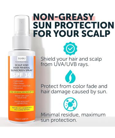 RHRI - Premium Scalp and Hair mineral Sunscreen Spray - SPF30 - Prevents Color Fade and Dryness - 4 oz 120 ml - Buy Online on GoSupps.com