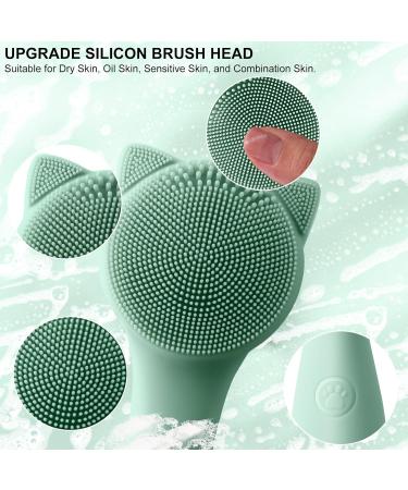 Facial Cleansing Brush | Silicone Exfoliator for Men & Women | Electric Waterproof Face Brush with 3 Speed Settings for Deep Cleaning & Massaging | Mint Green - Buy Online on GoSupps.com