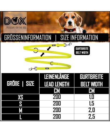 DDOXX Reflective Nylon Dog Leash | 2m 3-Way Adjustable for All Dog Sizes - M Yellow | Durable & Safe Dog Walking Gear - Buy Online on GoSupps.com