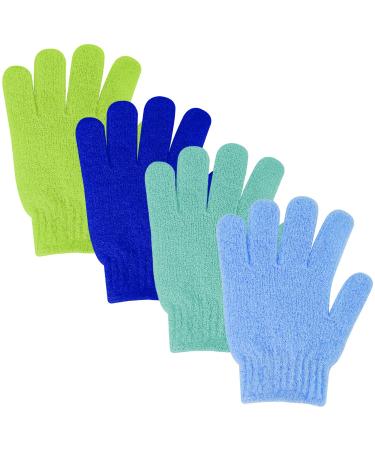 Sibba 4Pc Exfoliating Shower Gloves Double Sided Exfoliating Bath Gloves for Shower Body Scrubber Exfoliating Mitt Dead Skin Remover Exfoliator Mitten Natural Body Loofah Washcloth Bathing Accessories Green - Buy Online on GoSupps.com