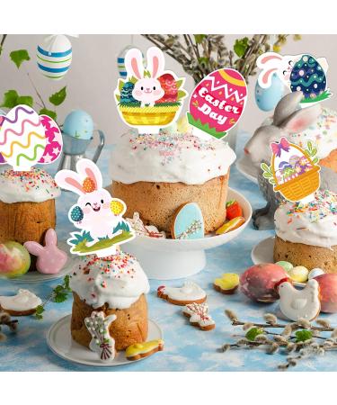 72pcs Happy Easter Cupcake Toppers Easter Bunny Egg Carrot Theme Party Decorations for Spring Desserts Birthday Party Supplies - Buy Online on GoSupps.com