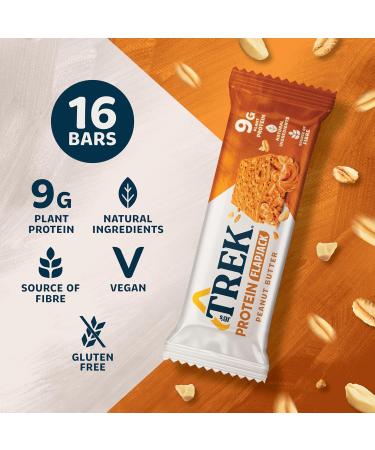 TREK High Protein Flapjack Peanut Butter - Gluten Free Vegan Snack | 16 Bars - Buy Online on GoSupps.com