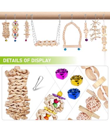 Vegan 8-Piece Bird Toys Set - Wooden Ladder & Cage Accessories for Budgies Parrots and Finches - Colorful Bird Playthings for Happy Pets - Buy Online on GoSupps.com