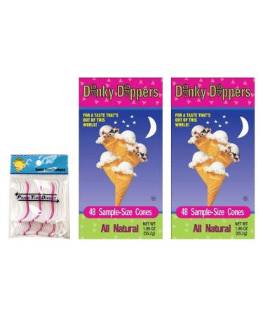 Dinky Dippers Miniature Ice Cream Cones, 1.95 Ounce Mini Child-Size (2 Pack) Bundle with PrimeTime Direct 20ct Dental Flossers in PTD Sealed Box