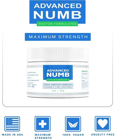 Advanced Numb 5% Lidocaine Pain Relief Cream - 2oz Ointment for Numbing - Made in USA - Buy Online on GoSupps.com