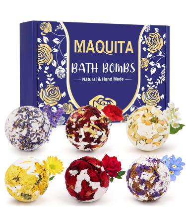 MAQUITA 6Pcs Bath Bombs Handcrafted with SPA Aromatherapy Stress Relief Relaxing Gift for Men Women Girls Boys Great Mothers Day Birthday Christmas Gifts 2