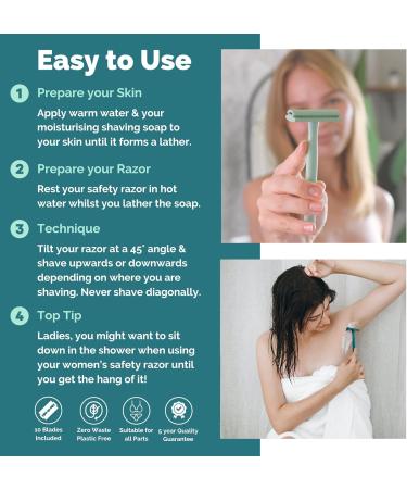 Jungle Culture Safety Razor for Women & Men in Teal Reusable Metal Razor No Blades Included - Fits All Double Edge Blades Eco Friendly Razor & Shaving Guide One Blade Razor for Body & Face - Buy Online on GoSupps.com