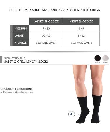 Truform Diabetic Socks for Men & Women - Medical Crew Length Mid Calf 3 Pairs - White - Optimal Comfort & Support - Buy Online on GoSupps.com