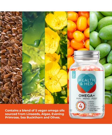 Health & Her Omega+ Women's Vegan Omega 3 6 7&9 Supplement - 1 Month Supply - 90 Softgel Capsules - Buy Online on GoSupps.com