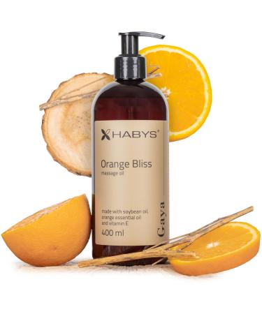 Habys gaya |Orange Bliss massage oil |Light aromatic body oil with soybean oil and orange essence vitamin E |Ideal for dry and sensitive skinDermatologically tested 400ml