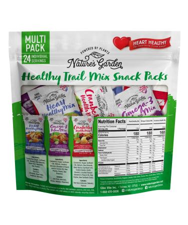 Nature's Garden Healthy Trail Mix Snack Packs - Heart Healthy Nuts, Omega-3 Rich Mix with Cranberries & Pumpkin Seeds - 28.8 Oz Bag (24 Servings) - Perfect Family Snack - Buy Online on GoSupps.com