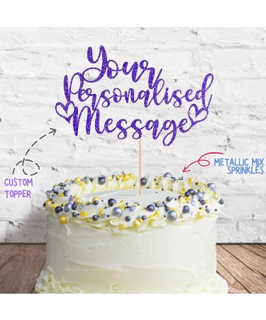 Fully Custom Premium Double Sided Glitter Card Cake Topper Sign & 25g Party Pack of Cake Sugar Sprinkles for your Celebration | Birthday Anniversary Leaving Cake Decoration (Bright Blue) Non-Prime Glitter Card: Bright Blue - Buy Online on GoSupps.com