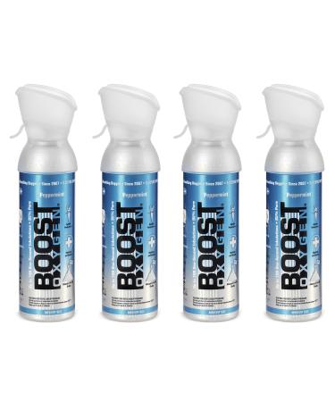 Boost Oxygen Canned 5-Liter Natural Oxygen Canister Bottle for High Altitudes, Athletes, and More, Peppermint (4 Pack) Peppermint 4 Count (Pack of 1)
