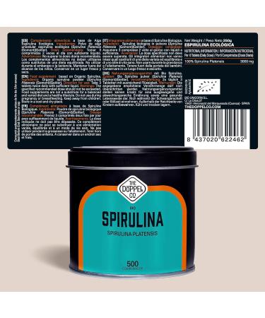 500 Organic Spirulina Tablets | Maximum Dose 3000mg Organic Spirulina Algae | 100% Natural Appetite Suppressant - Detox | Vegan Ecological Protein | Antioxidant | Increases Energy | Plastic Free - Buy Online on GoSupps.com