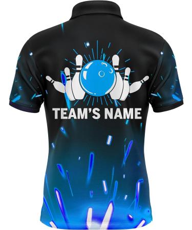 Customized Blue Flame Bowling Shirt for Men & Women - NBP46 | Personalized Team Jersey with Polo & Quarter-Zip Design - Buy Online on GoSupps.com