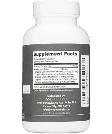 Mood Mushrooms - Lifted Mushroom Supplement - Lion's Mane Reishi Chaga Turkey Tail Maitake - Energy Focus Stress Relief - Buy Online on GoSupps.com