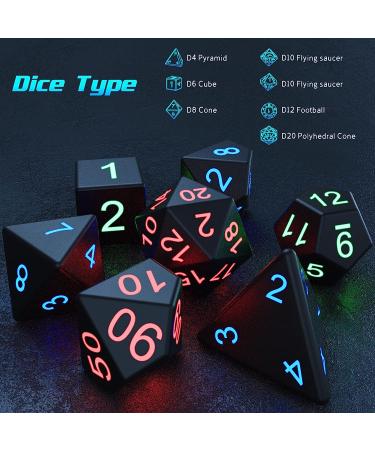 Color Changing Glowing Dice Set 7Pcs with LED Lights | USB Charging | DND Dice for Dungeons and Dragons, Sci-Fi, Table Games | Black - Buy Online on GoSupps.com