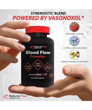 Blood Flow Complex with Cayenne Pepper Ginkgo Red Yeast Rice Powder Horse Chestnut Extract for Heart and Circulation Support Powered by Vasonoxyl - 120 Capsules - Buy Online on GoSupps.com