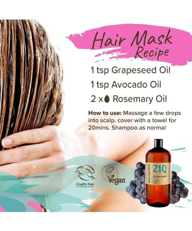Naissance Grapeseed Oil 32 fl oz - Pure, Natural, Vegan, Hexane Free, Non GMO - Ideal for Aromatherapy and Massage - Natural Moisturizer for Hair & Skin - Buy Online on GoSupps.com