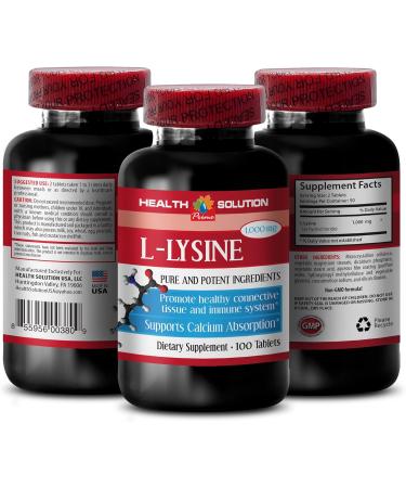 L-Lysine 1000 mg Tablets - Promotes Healthy Skin | 2 Bottles (200 Tabs) - Premium L-Lysine Supplement for Optimal Health - Buy Online on GoSupps.com