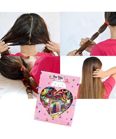 780PCS Clear Elastic Hair Bands & Mini Claw Clips Set for Girls| Hair Ties Kit with Storage Box| Rubber Bands for Children| Assorted Colors - Buy Online on GoSupps.com
