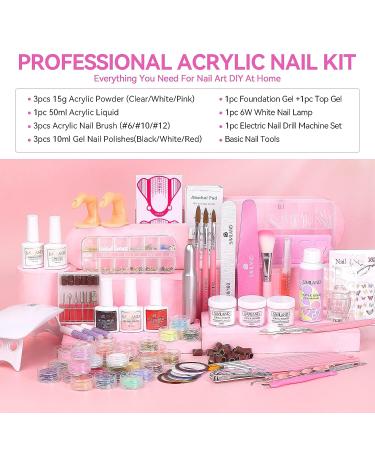 Saviland Acrylic Nail Kit with Drill, UV Light, and Nail Tools - Clear, White, Pink Powder, Liquid, Gel Polish - DIY Nail Art Set for Acrylic and Gel Nails - Buy Online on GoSupps.com