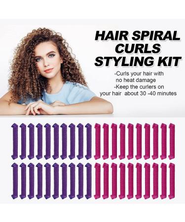 40pcs Spiral Curlers with Styling Hooks - 22inch Magic Hair Rollers for Heatless Hair Curling - DIY Styling Kit for Women and Kids - Buy Online on GoSupps.com