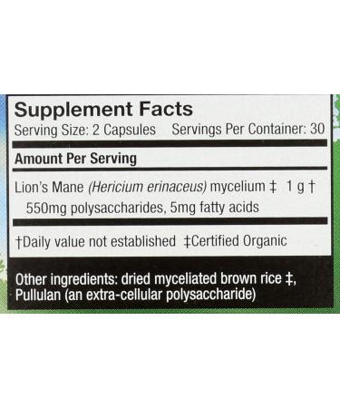 HOST DEFENSE Organic Lion's Mane Brain & Nerve Support 60 CT - Boost Cognitive Function & Nervous System Health - Buy Online on GoSupps.com