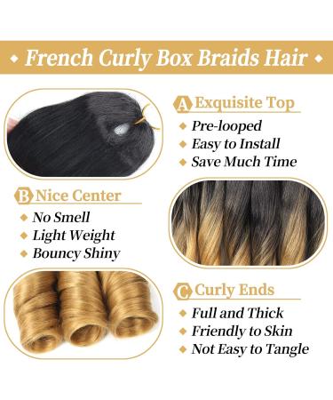 Ainimiu French Curly Braiding Hair 22 Inch 8 Packs - Pre Stretched Bouncy Braiding Hair- Loose Wavy Braiding Hair Synthetic Hair Extensions for Black Women 22 Inch(pack of 8) 1B/27 - Buy Online on GoSupps.com