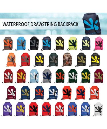 Geckobrands Drawstring Waterproof Backpack - Navy/Neon Green - Ideal for Hiking & Water Activities - Buy Online on GoSupps.com