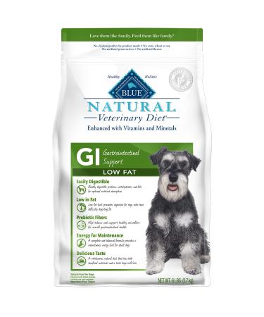 Blue Buffalo Natural Veterinary Diet GI Gastrointestinal Support Low Fat Dry Dog Food and Wet Dog Food, Whitefish Dry Dog Food 6 Pound (Pack of 1)
