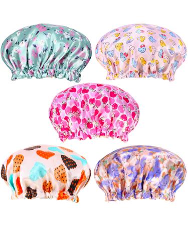 5 Pieces Kids Satin Bonnets Adjustable Sleeping Caps Reversible Satin Night Hats Soft Colorful Satin Cap for Toddler Child Teens