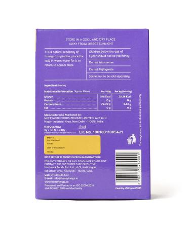 Pure Himalayan Honey Sticks - 30 Count Single Serve Honey Straws | 100% Natural & Immunity Boosting - 8.47 oz Pack | HONEY TWIGS - Buy Online on GoSupps.com