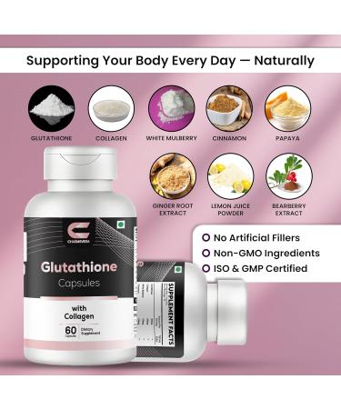 CHARMSVEDA Glutathione Capsules with Collagen White Mulberry & Herbal Extracts Support Skin Health Support Joint & Muscle Health Overall Wellness & Immune Support* 60 Vegan Capsules - Buy Online on GoSupps.com