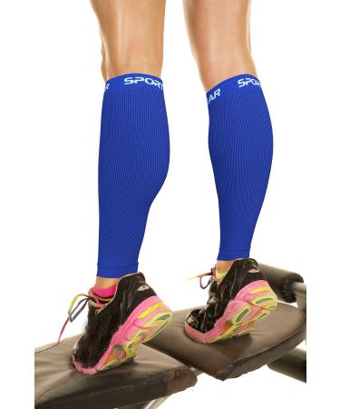 Physix Gear Sport Wade Protection for heavy legs - calf compression for men and women - for faster recovery of the calves L/XL |14 " - 19" Calf Blue - (1 pair)