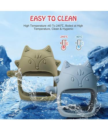 Silicone Baby Teething Toy for 0-6 Months | Wearable Anti-Drop Teether Mitten for Infants | Soothes Sore Gums | Blue - Buy Online on GoSupps.com