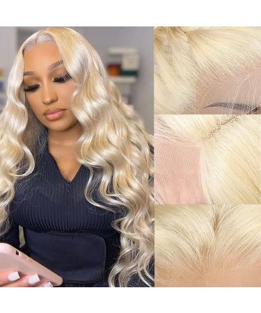 Alimoonbeam 613 Lace Front Wig Human Hair 13x4 Body Wave Blonde Lace Front Wigs Human Hair 150% Density 613 HD Lace Frontal Wig Pre Plucked With Baby Hair 26 Inch 26 Inch Blonde