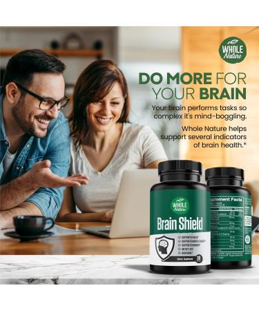 Whole Nature Brain Booster Nootropics - Brain Shield with Ginkgo Biloba Alpha GPC and Bacopa Monnieri Vitamin B12 B3 - Support Focus Memory & Clarity Energy & Stress Relief. (1) - Buy Online on GoSupps.com