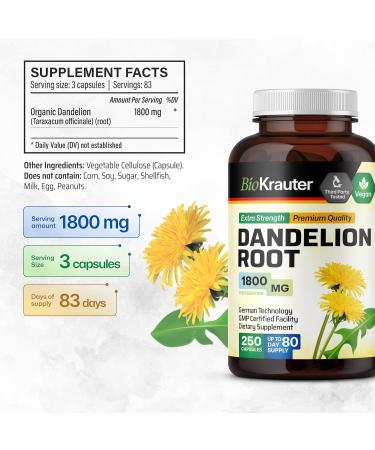 BIO KRAUTER Dandelion Root 250 Capsules & Liver Support Tincture 4 Fl. Oz - Buy Online on GoSupps.com