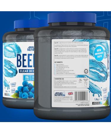 Applied Nutrition Beef XP - Clear Hydrolysed Beef Protein Isolate Fruit Juice Style Dairy Free Beef Protein Powder Lactose Free Zero Sugar Low Fat 1.8kg - 60 Servings (Blue Raspberry) Raspberry 1.8Kg (Pack of 1) - Buy Online on GoSupps.com