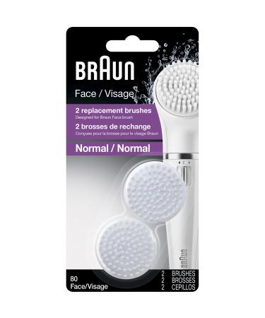 Braun Face 80 - Pack of 2 Brush Refills for Braun Mini-Facial Electric Hair Removal Epilator with Facial Cleansing Brush for Women Normal - Buy Online on GoSupps.com