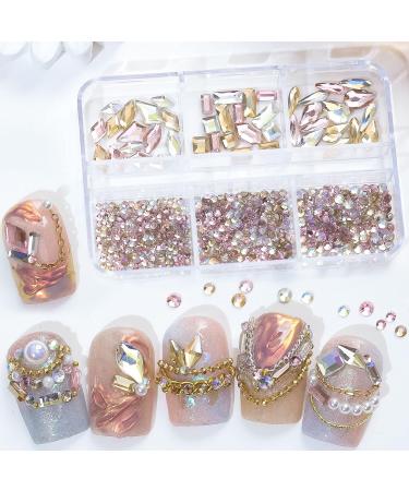 6 Grid Mixed Nail Rhinestones Nail Stones Nail 3D Nail Crystal for Manicures Nail Art Supplies Accessories Nail Art Decorations Kit - Buy Online on GoSupps.com