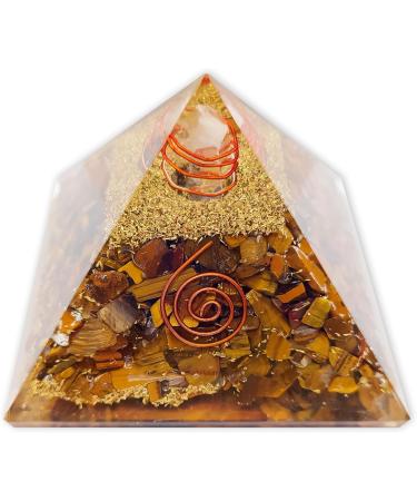 Lamare Orgonite Pyramid with Tiger Eye - Energy Balance Protection & Positive Energies - 76mm for Happiness & Wealth - Buy Online on GoSupps.com