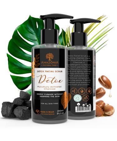All Natural Exfoliating Face Wash for Women & Men Pack of 2 Detox Facial Scrub - Face Scrub Activated Charcoal Detox Facial Wash